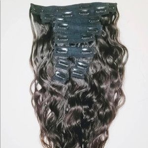 clip in human hair extensions double weft Made With Raw Indian Wavy Hair, 10pcs